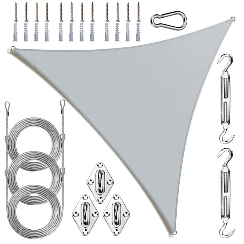 Voile d'ombrage triangle royal avec ensemble de quincaillerie et corde, Gris, 20 pi x 20 pi x 20 pi