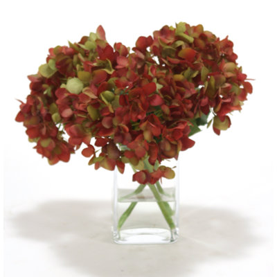 Vase nosegay en soie de verre rectangulaire hortensia
