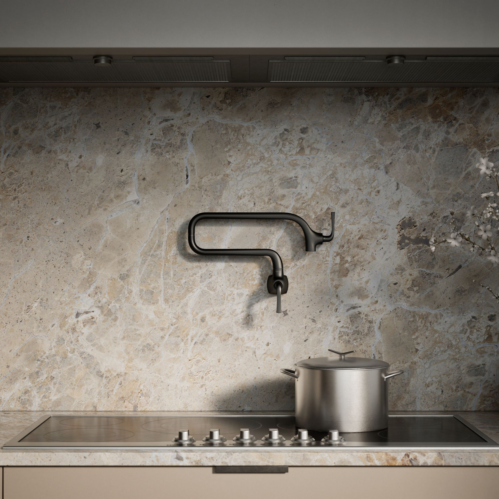 Graze Wall-Mount Pot Filler Faucet, Matte Black