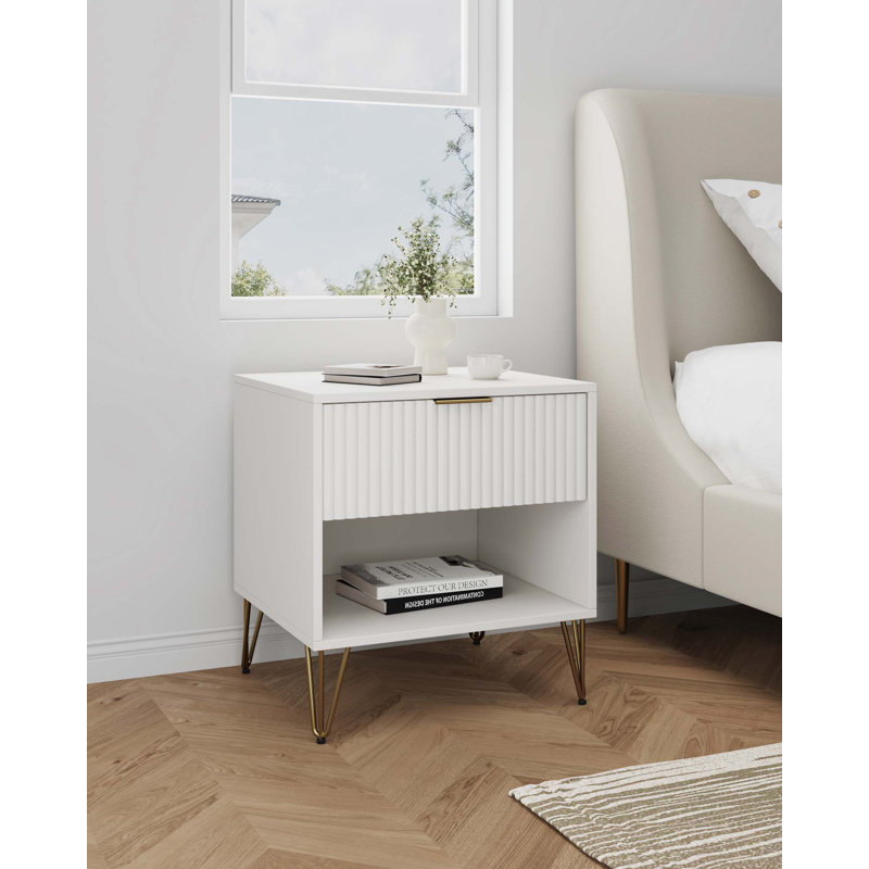 Gafita 20.07'' W Nightstand, White, Individual