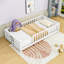 Lit plateforme simple en bois avec garde-corps-17497377
