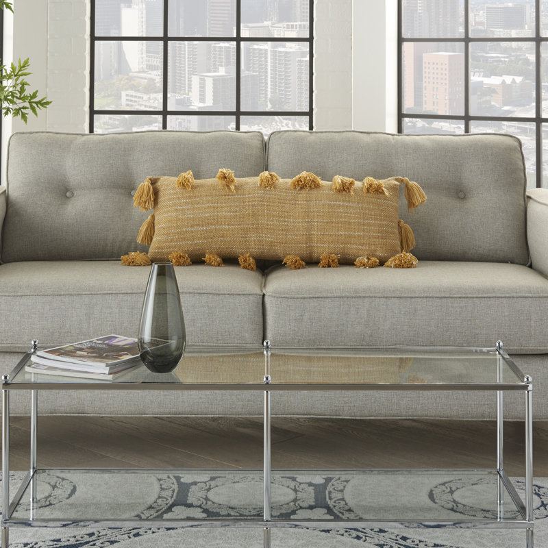 Tassels Throw Pillow, Mustard