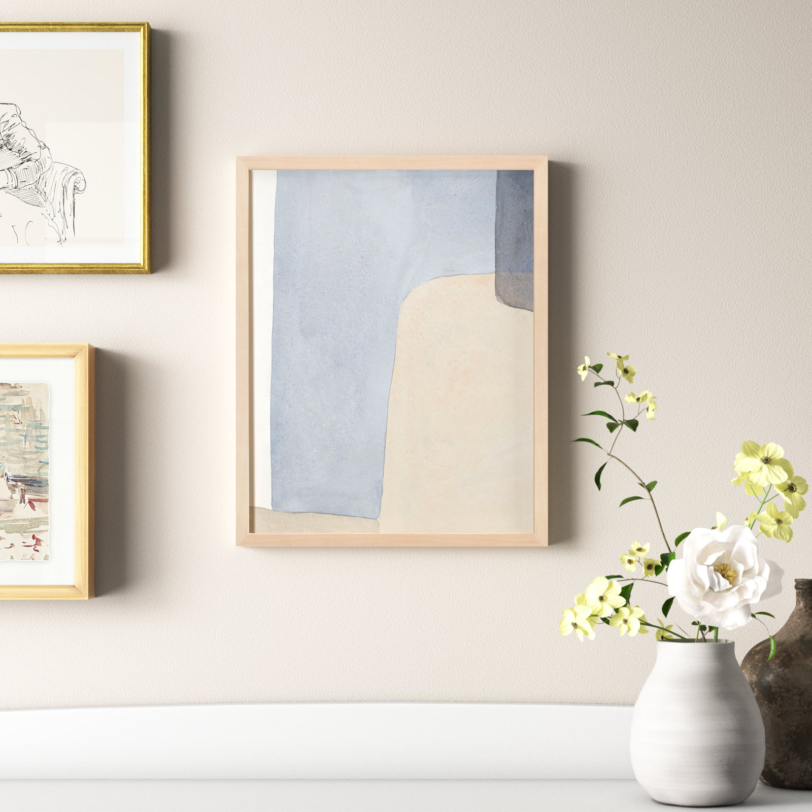 Dreamy Hues Painting by Julia Balfour, 20" H x 16" W x 1.25" D, Brown Framed Paper