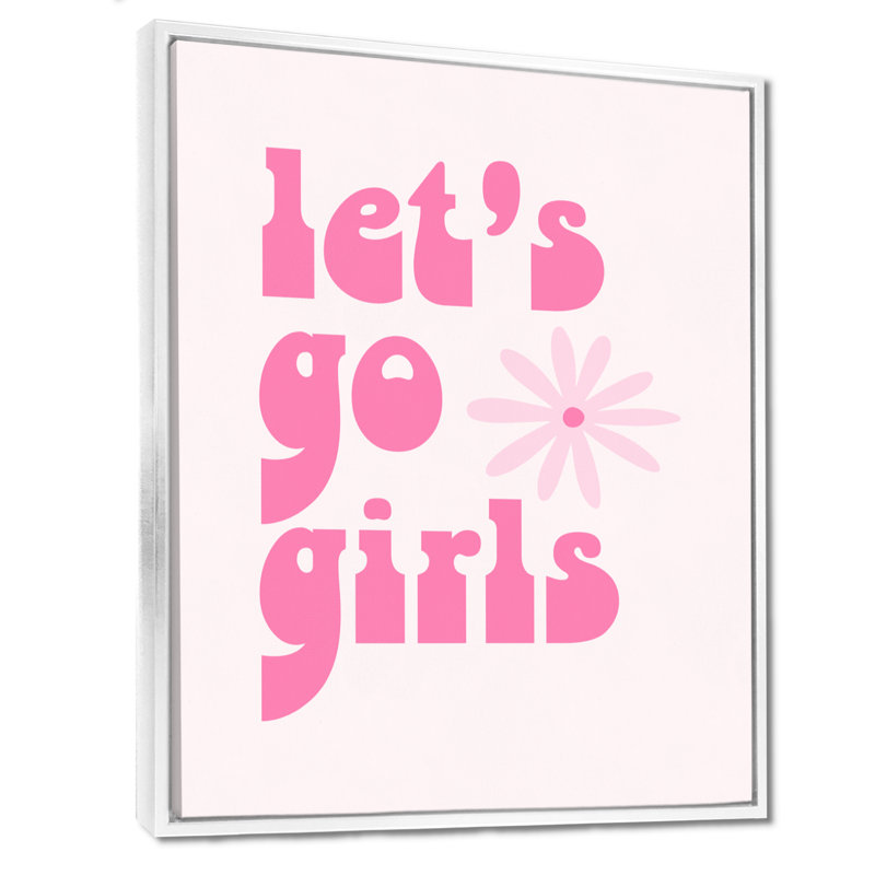 Lets Go Girls - décoration murale de cow-filles, H 32 po x l 24 po x P 1 po, Toile encadrée flottée blanche