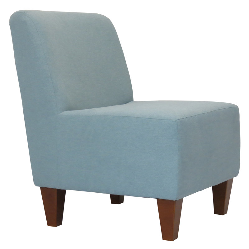 Wadhurst Upholstered Slipper Chair, Toulan Ice Blue Twill, Brown