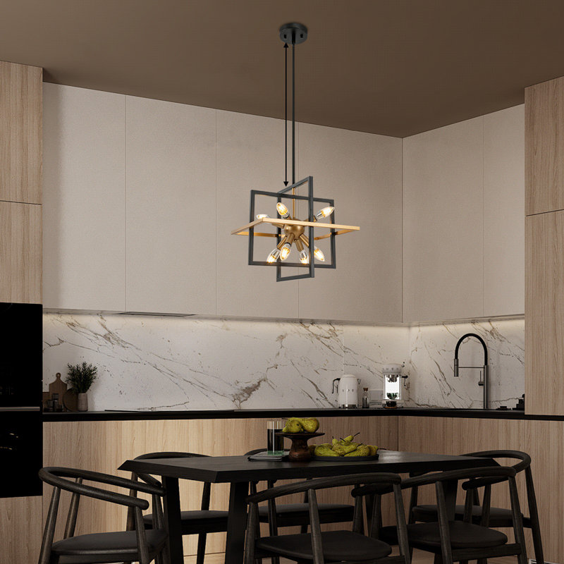 15" Modern Minimalist Geometric Black Gold Ceiling Mount Pendant Light