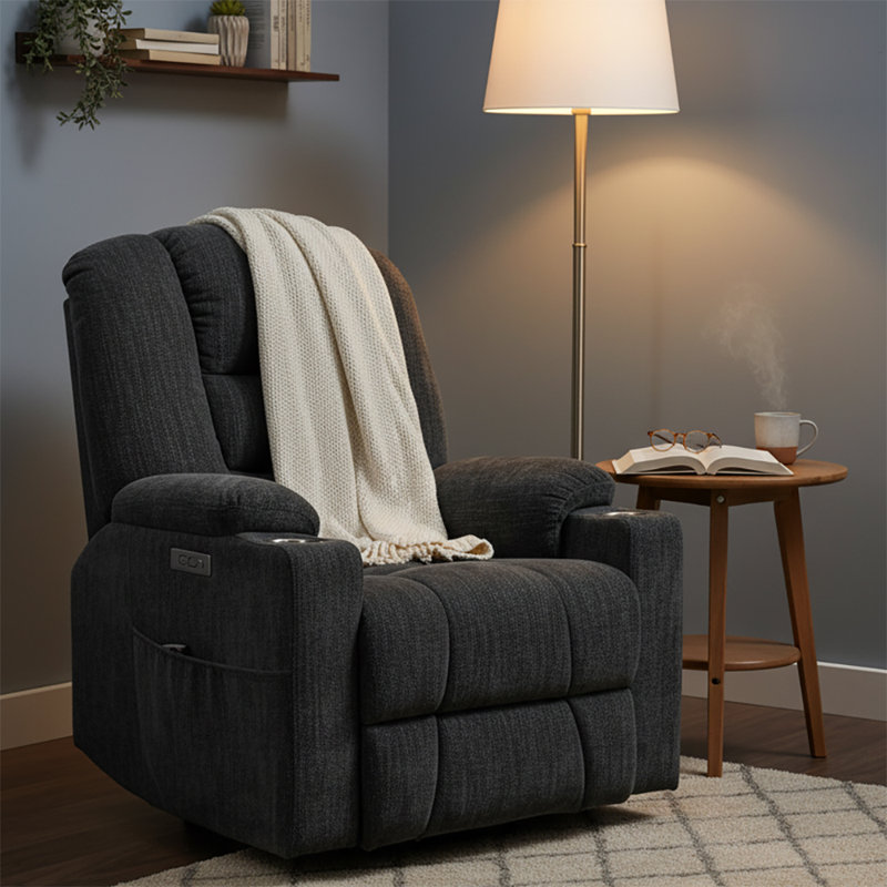 Fauteuil inclinable électrique Power Chenille, Gris foncé