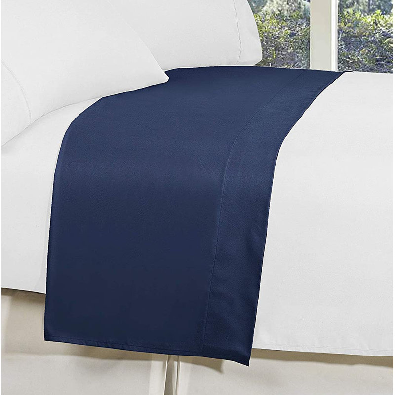 Microfiber Jersey Knit Flat Sheet, Navy, Twin/Twin XL Flat Sheet