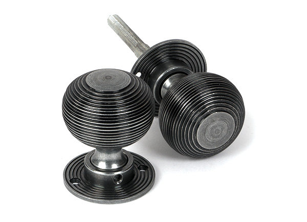 Beehive Interior Mortise Knob Set, Pewter Patina