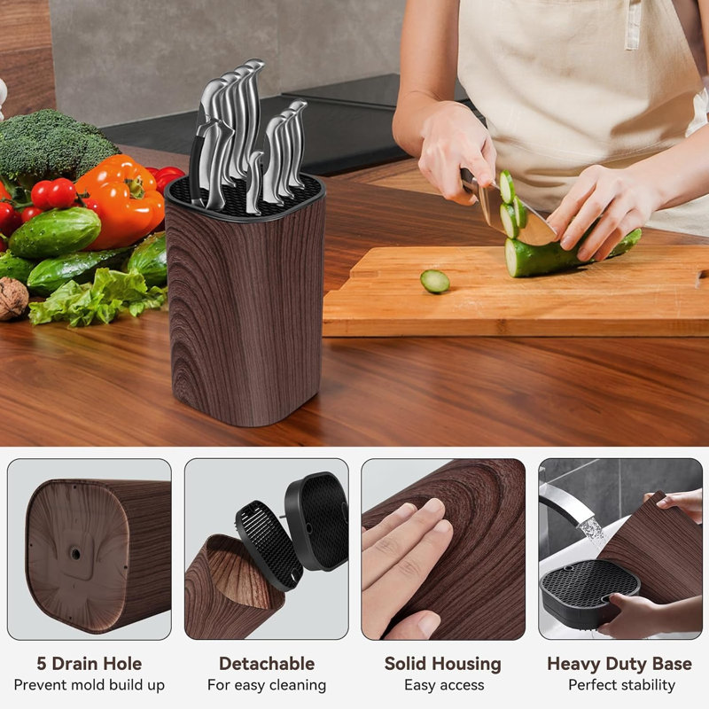 Knife Block Without Knives 2 in 1 Detachable Kitchen Knife Holder