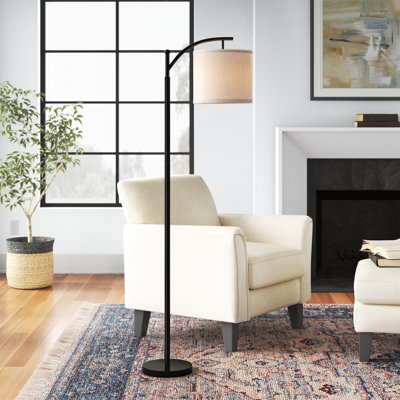 Barbour 62" Arched Black Floor Lamp with Bulb