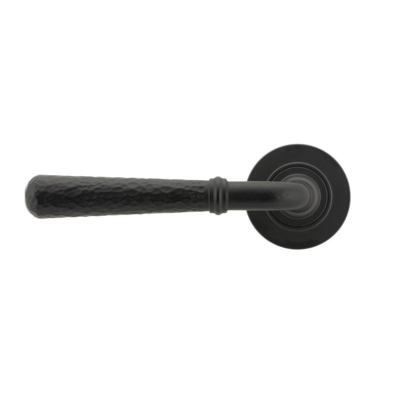 Hammered Newbury Lever on Rose Set (Plain), Matt Black