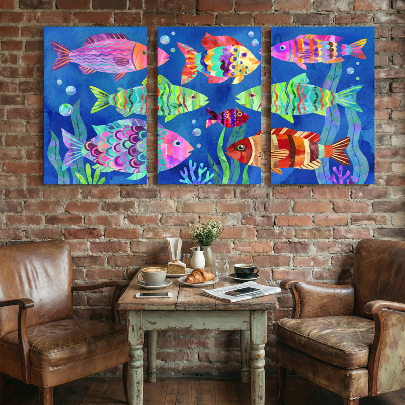 Animaux, poissons colorés, impression sous-marine, ensemble de 3 impressions sur toile, H 18 po x l 36 po