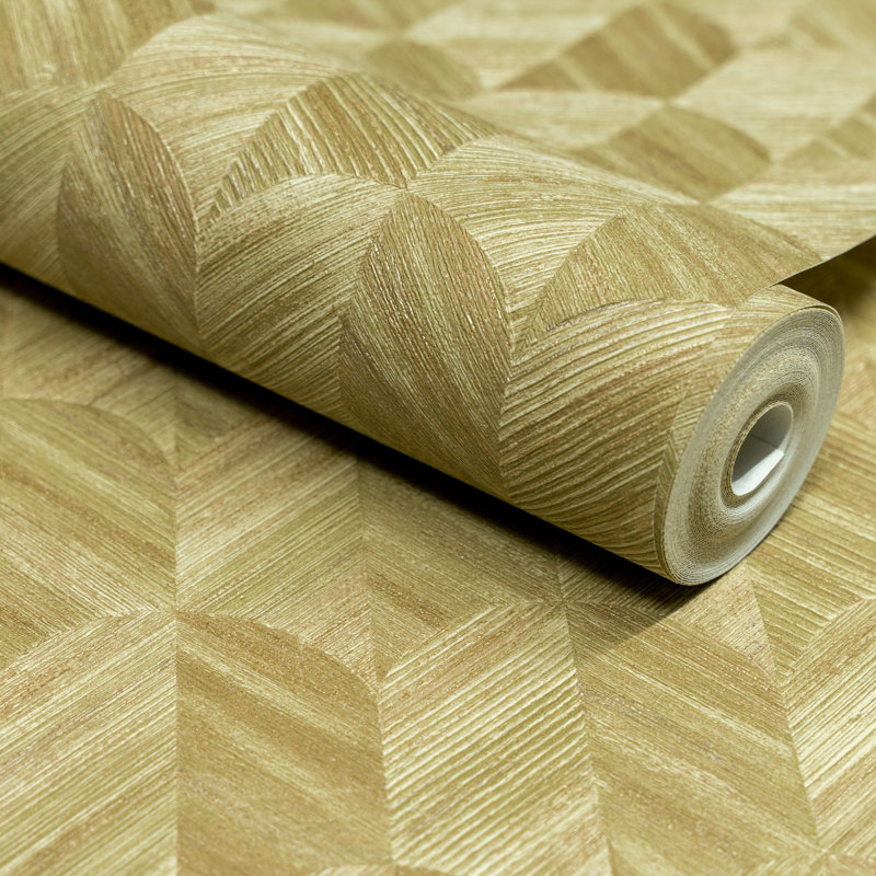 Surfaces Collection Geometric Prism Wallpaper Roll, Green