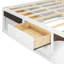 Structure de très grand lit avec tiroirs de rangement, lit plateforme sans tête de lit, design adapté aux animaux de compagnie, aucun sommier tapissier requis, style minimaliste moderne - blanc-1396307111