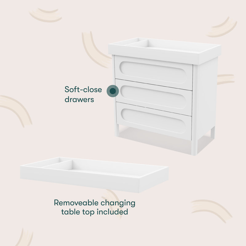 Lulla & Lulli Solid Wood Changing Table Dresser with Drawers, White