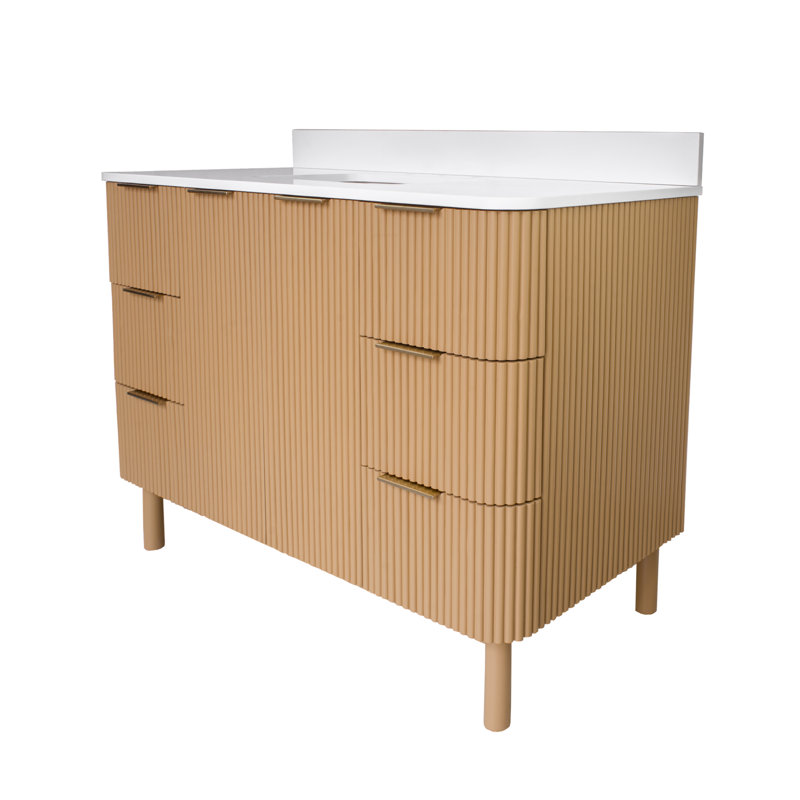 Belwood 48" Bathroom Vanity, Engineered White, Gold