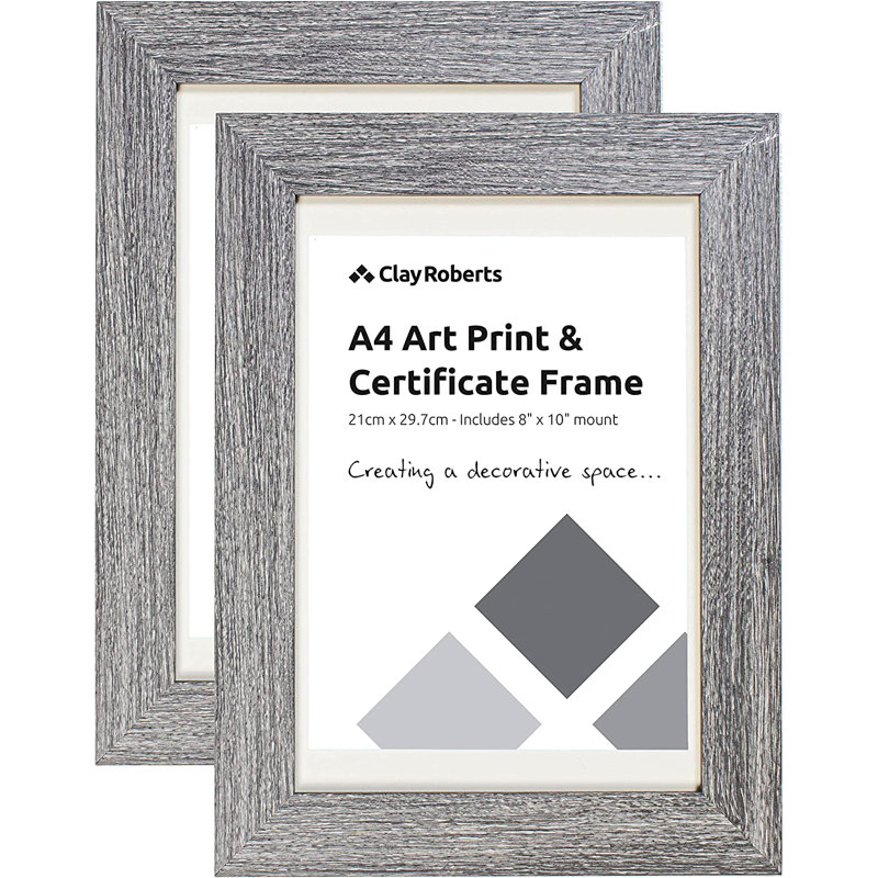Picture Frame - Set of 2 with Mat, Light Grey