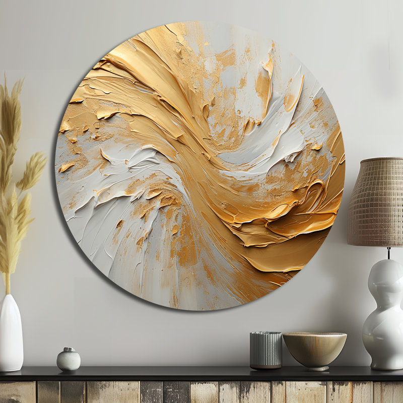 Earley - Art mural rond abstrait en métal, H 16 po x l 16 po