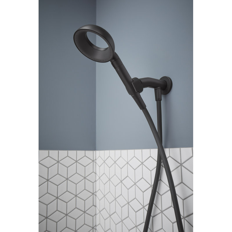 Support de douche à main et coude d'alimentation, Noir mat