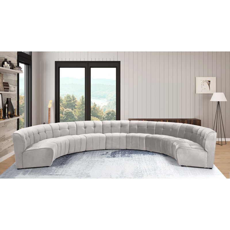 Jedson Velvet Sectional Symmetrical, Cream Velvet