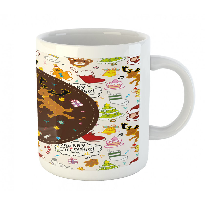 Grande tasse à café avec père noël et renne danse