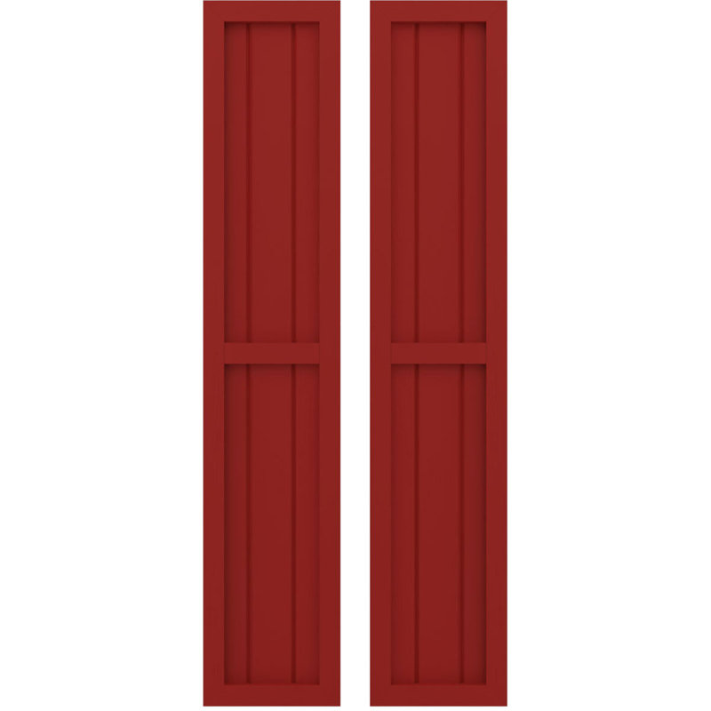 Deux volets à panneaux égaux Americano (par paire), 10 1/2", Rouge feu, 48"