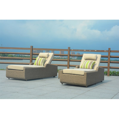 Elberta 28.74" Long Reclining Chaise Lounge Set with Cushions and Table by Brayden Studio