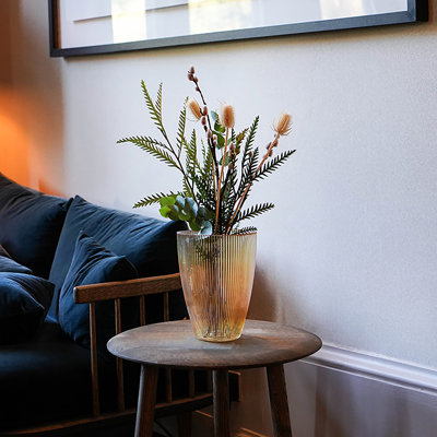 Ribbed Tall Glass Vase