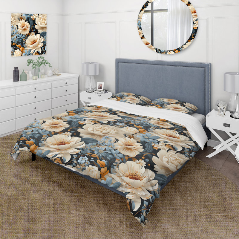 Ensemble de housse de couette Burtha, Housse de couette pour grand lit et 2 taies décor