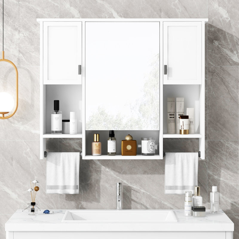 Armoire de rangement murale moderne 35 po x 28 po, Blanc