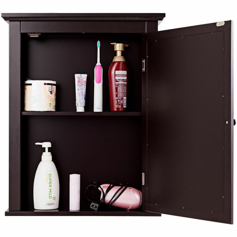 Frick 22'' W 27'' H Surface Framed Medicine Cabinet Mirror 1 Adjustable, Brown
