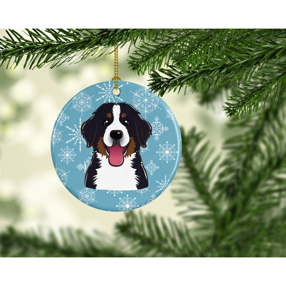 Snowflake Bernese Mountain Dog Ceramic Hanging Figurine Ornament The Holiday Aisle®