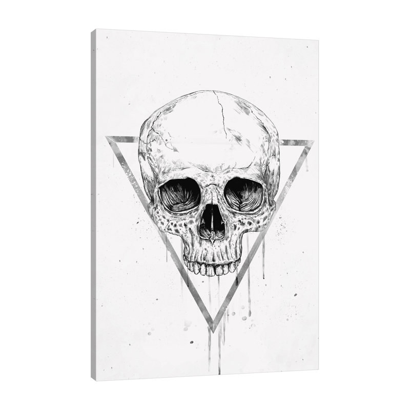 «Skull In A Triangle (BW)», toile tendue par Balazs Solti, H 42 po x l 28 po x P 1,5 po