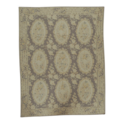 Tapis gris et doré de haute qualité noué à la main