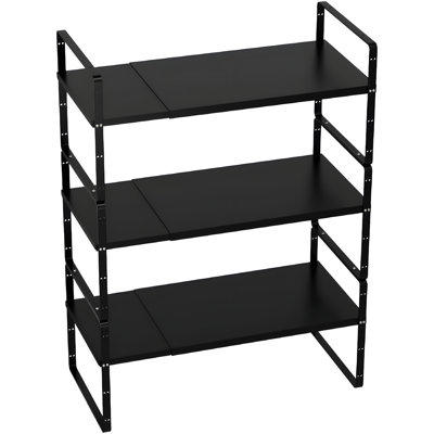 Expandable Cabinet Organizer, Stackable Kitchen Shelf Organizer With Adjustable Height, Heavy Duty Pantry Storage For Dishes, Spices, Cans, Pots And Pans, 3 Pack