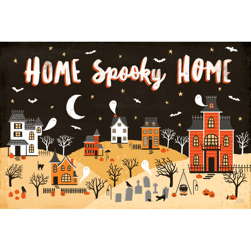 «Spooky Village II», reproduction encadrée, Oui, H 12 po x l 18 po x P 1,25 po, Papier avec cadre blanc