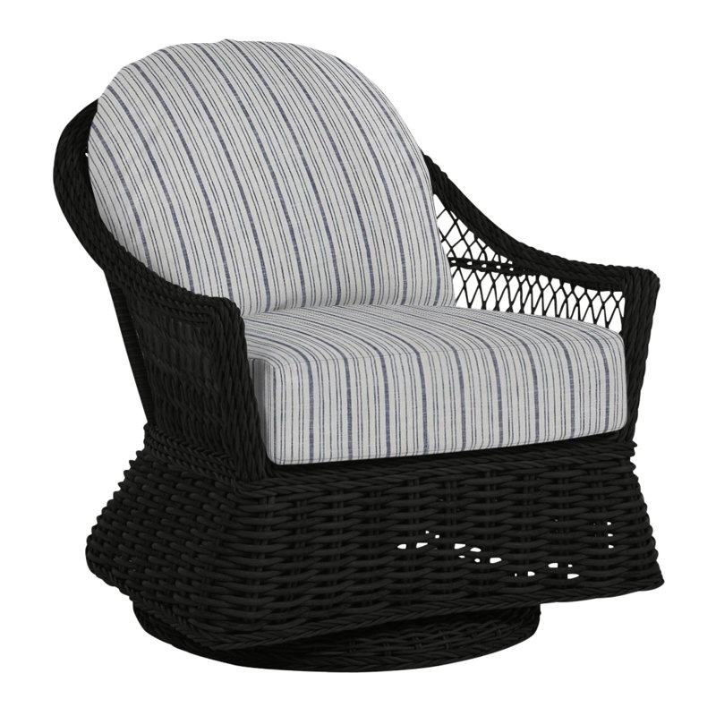 Soho Swivel Glider Chair with Cushions, Dove Sunbrella® Linen, Black, No Welt