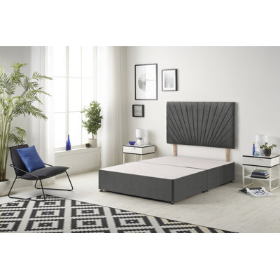 SantaFe Tweed Fabric Divan Bed Base and Headboard with Optional Drawers