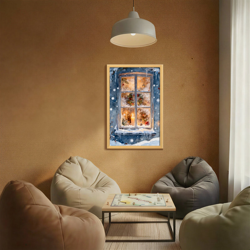 Scène décorative de Noël avec fenêtre de Noël, H 18 po x l 12 po