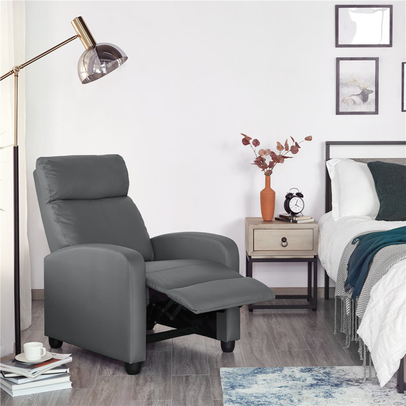 Manual Glider Recliner Armchair  with 3 Relaxation Modes, Grey
