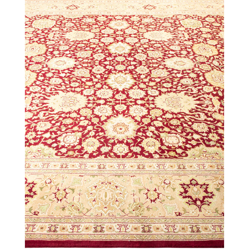 Handmade Red and Tan Wool Rectangular Area Rug