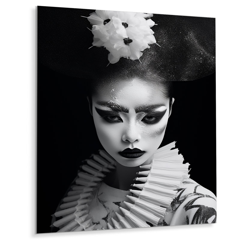 «Geisha», impression d'art mural japonais, Sans cadre, métal, H 20 po x l 12 po