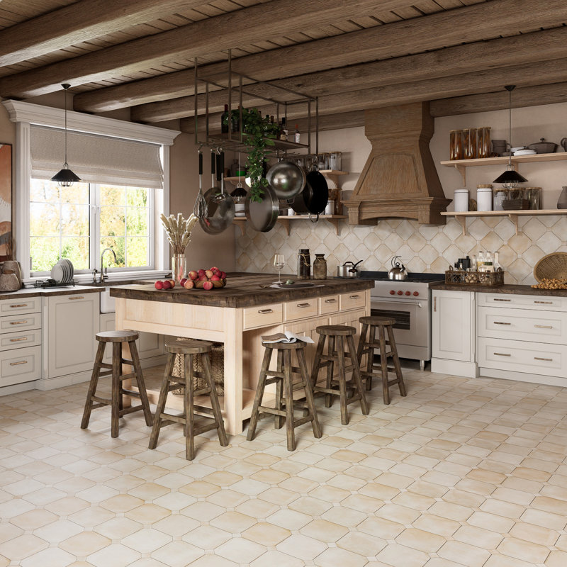 Laverton Octagon W/Taco 7-7/8 In. X 7-7/8 In. Porcelain Floor And Wall Tile, Beige
