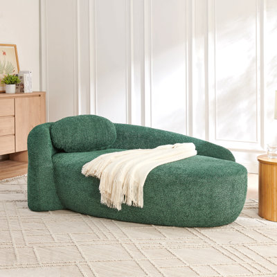 Fauteuil paresseux moderne simple ovale avec dossier intégré, accoudoirs latéraux et oreiller, chaise longue compacte pour le salon - vert