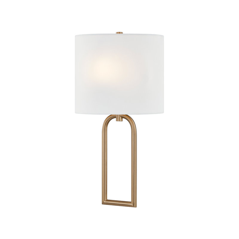 Textile - Oslo ADA 1-Light Wall Sconce - White Linen Fabric Shade, Brushed Brass