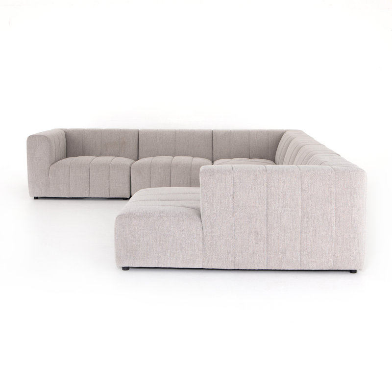Langham Sectional, Pink Polyester, 28" H x 157" W x 129" D, Right Hand Facing