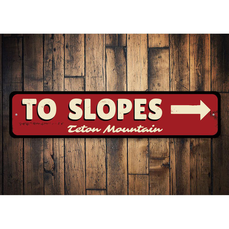 Enseigne en aluminium To To Slopes Arrow, H 4 po x l 18 po x P 0,04 po