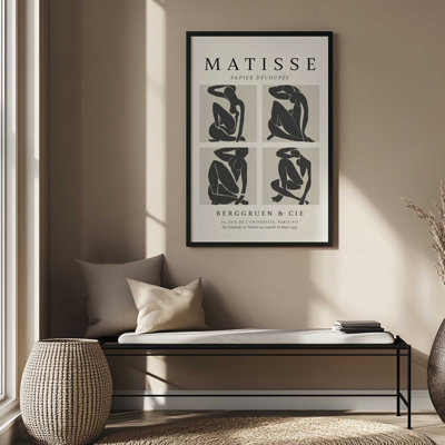 Nus Noir Matisse, reproduction d'art sur cadre argent poli