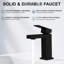 Robinet pour salle de bain à poignée simple en laiton noir mat à une poignée, corrosion, conception carrée élégante, anti-éclaboussures, évier et passe-partout, fonction d'économie d'eau, motif d'écoulement éclaboussant-121679446